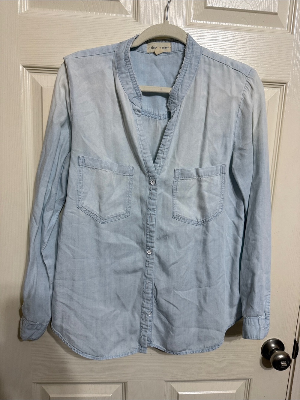 cloth & stone Light Blue Casual Button-Down Shirt with Chest Pockets